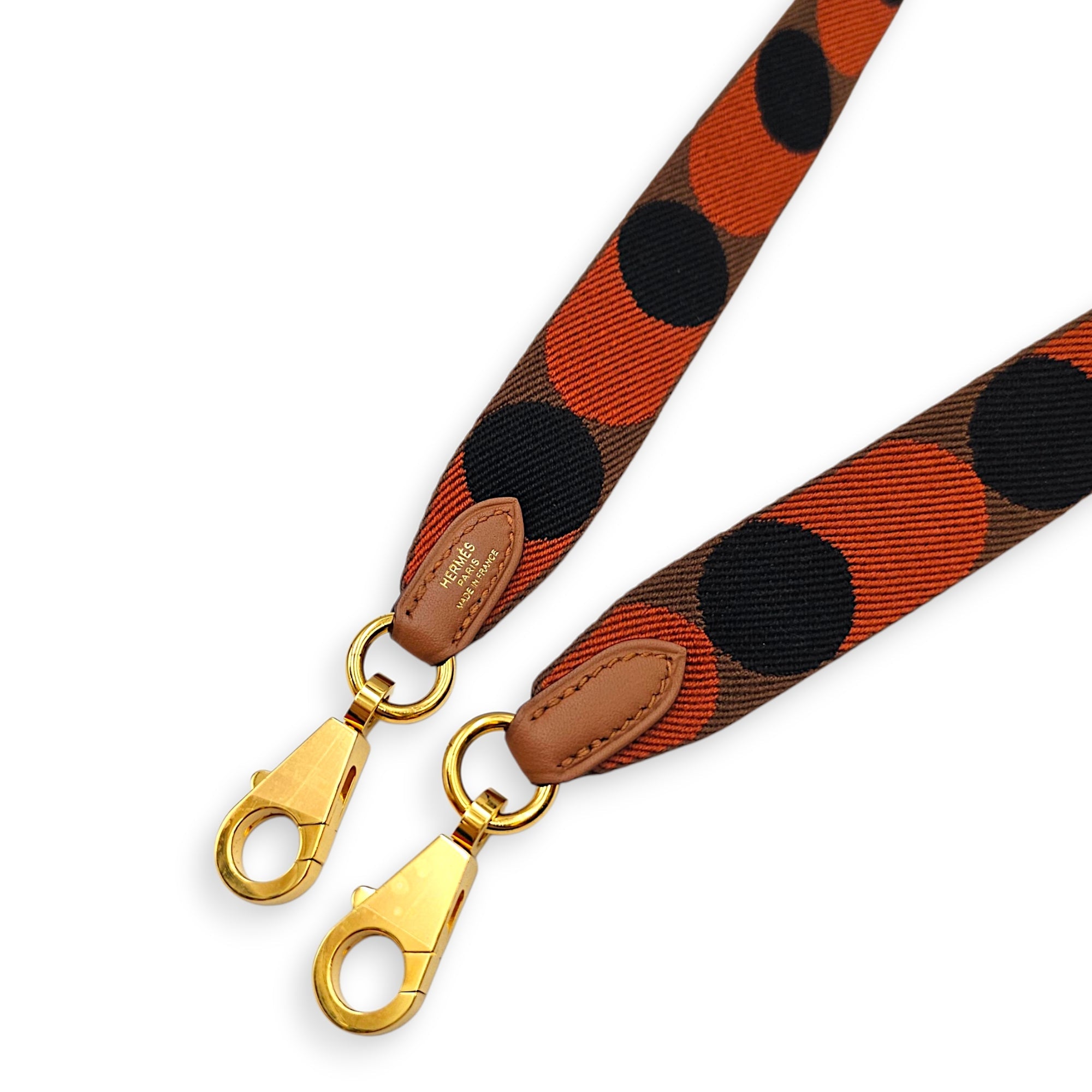 Flipperball Sangle Cavale. 25mm by 70cm  Noisette/Cuivre/Gold Bag Accessory in Toile/Swift Gold hardware CL2606-21893 3