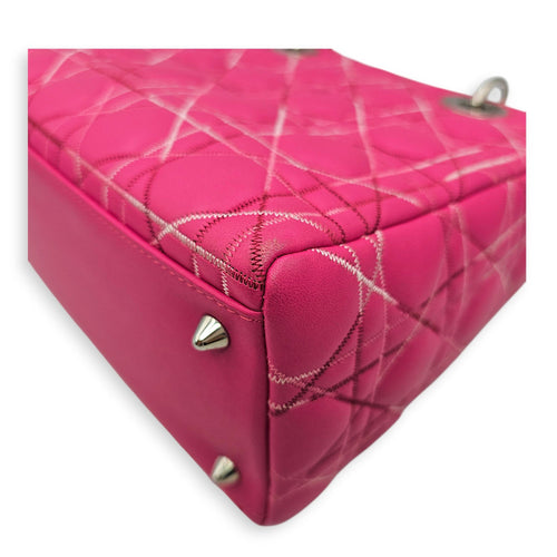 Lady Dior Medium Pink Top Handle Bag in Calfskin Silver hardware CL2606-21895 10