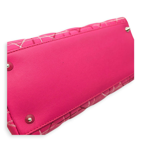 Lady Dior Medium Pink Top Handle Bag in Calfskin Silver hardware CL2606-21895 11