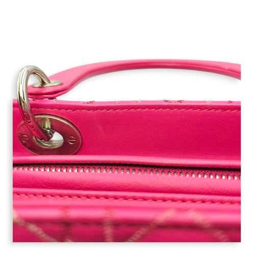 Lady Dior Medium Pink Top Handle Bag in Calfskin Silver hardware CL2606-21895 14