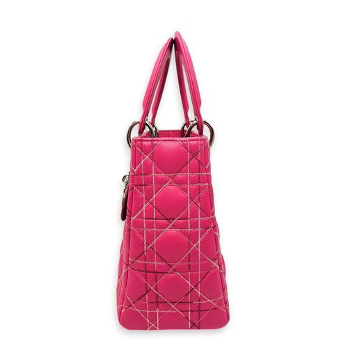 Lady Dior Medium Pink Top Handle Bag in Calfskin Silver hardware CL2606-21895 3