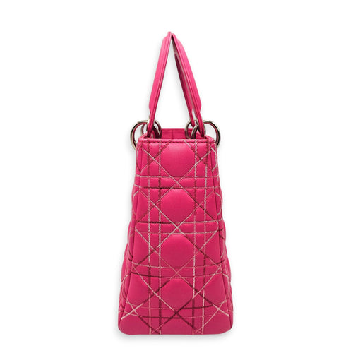 Lady Dior Medium Pink Top Handle Bag in Calfskin Silver hardware CL2606-21895 4