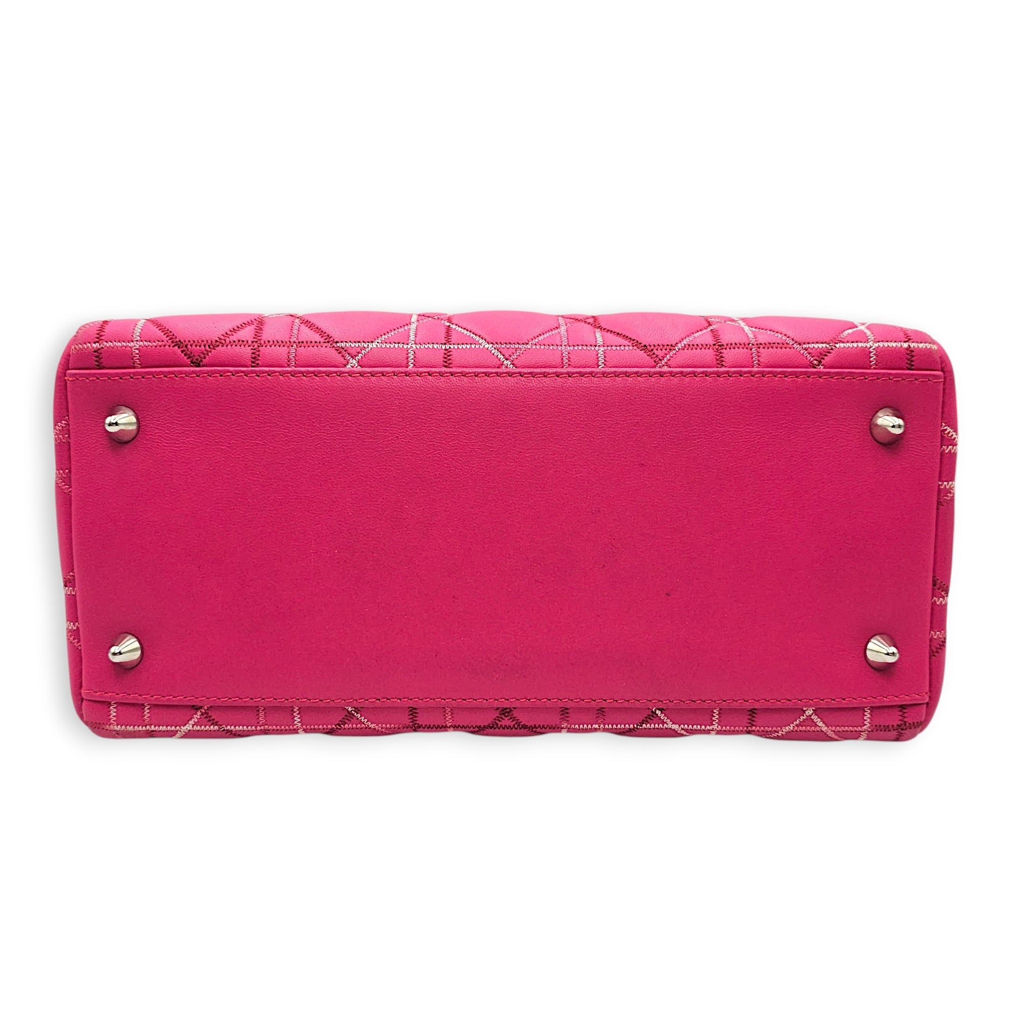 Lady Dior Medium Pink Top Handle Bag in Calfskin Silver hardware CL2606-21895 5
