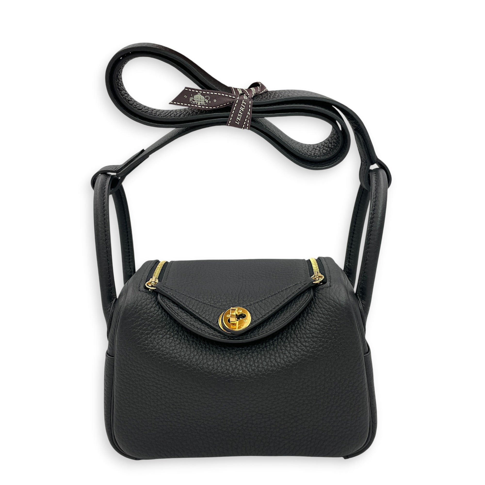 Lindy Mini Black in Clemence Gold hardware CL2606-21906 10