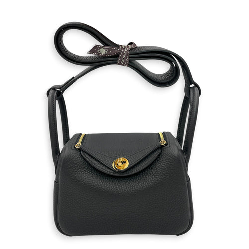 Lindy Mini Black in Clemence Gold hardware CL2606-21906 10