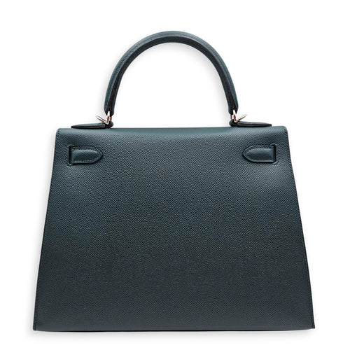 Lettre H Sellier Kelly 28 Vert Cypres/Blue Obscure/Malachite in Epsom/Sombrero/Clemence Palladium hardware CL2606-21910 2