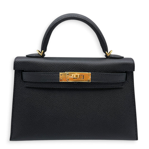 Sellier Kelly 20 Black in Epsom Gold hardware CL2606-21915 1
