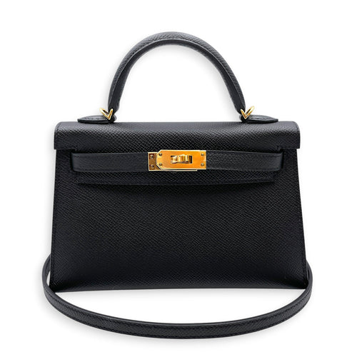 Sellier Kelly 20 Black in Epsom Gold hardware CL2606-21915 9