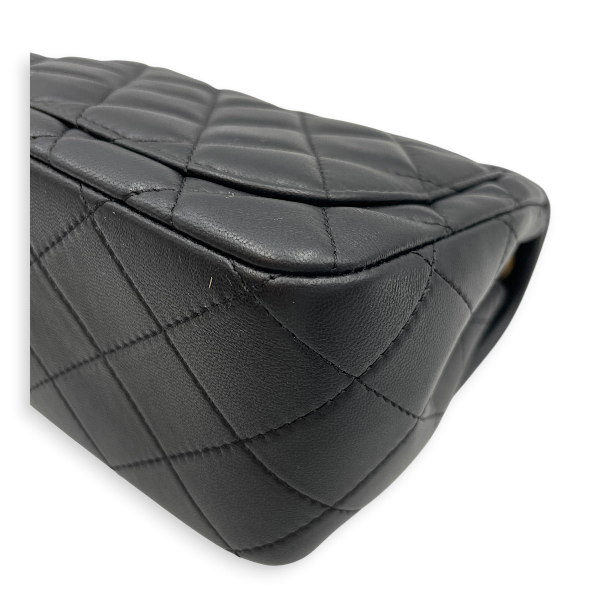 Mini Square Black Crossbody Bag in Lambskin Gold hardware