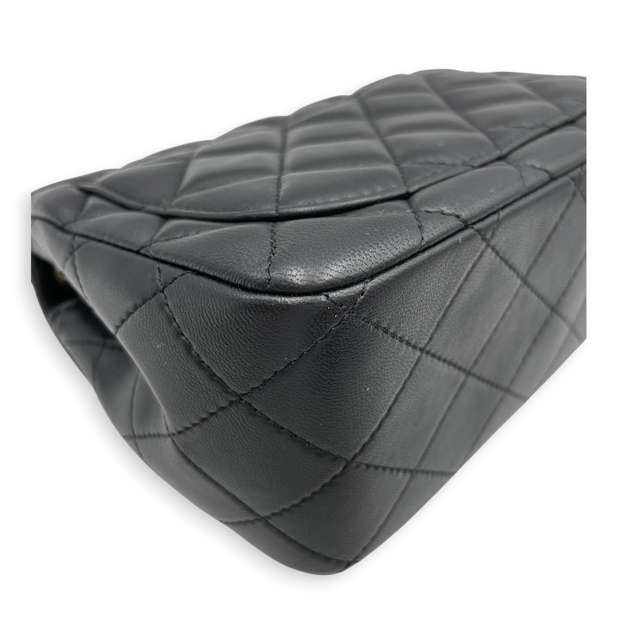 Mini Square Black Crossbody Bag in Lambskin Gold hardware
