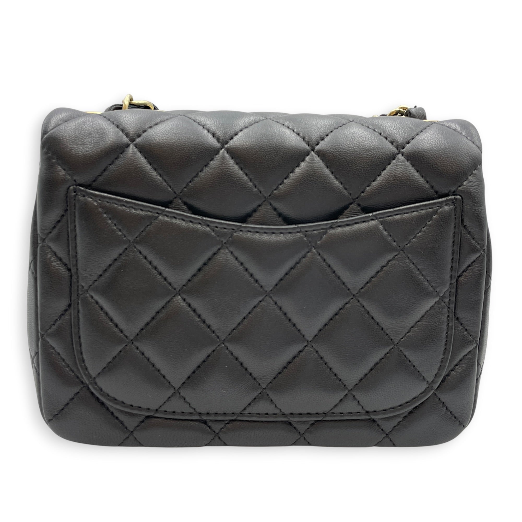 Mini Square Black Crossbody Bag in Lambskin Gold hardware