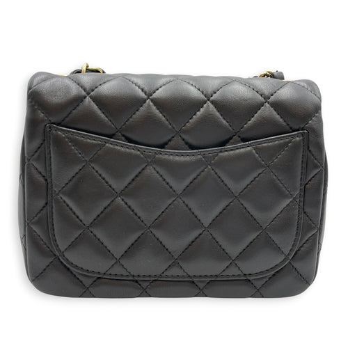 Mini Square Black Crossbody Bag in Lambskin Gold hardware