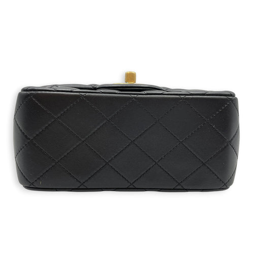 Mini Square Black Crossbody Bag in Lambskin Gold hardware