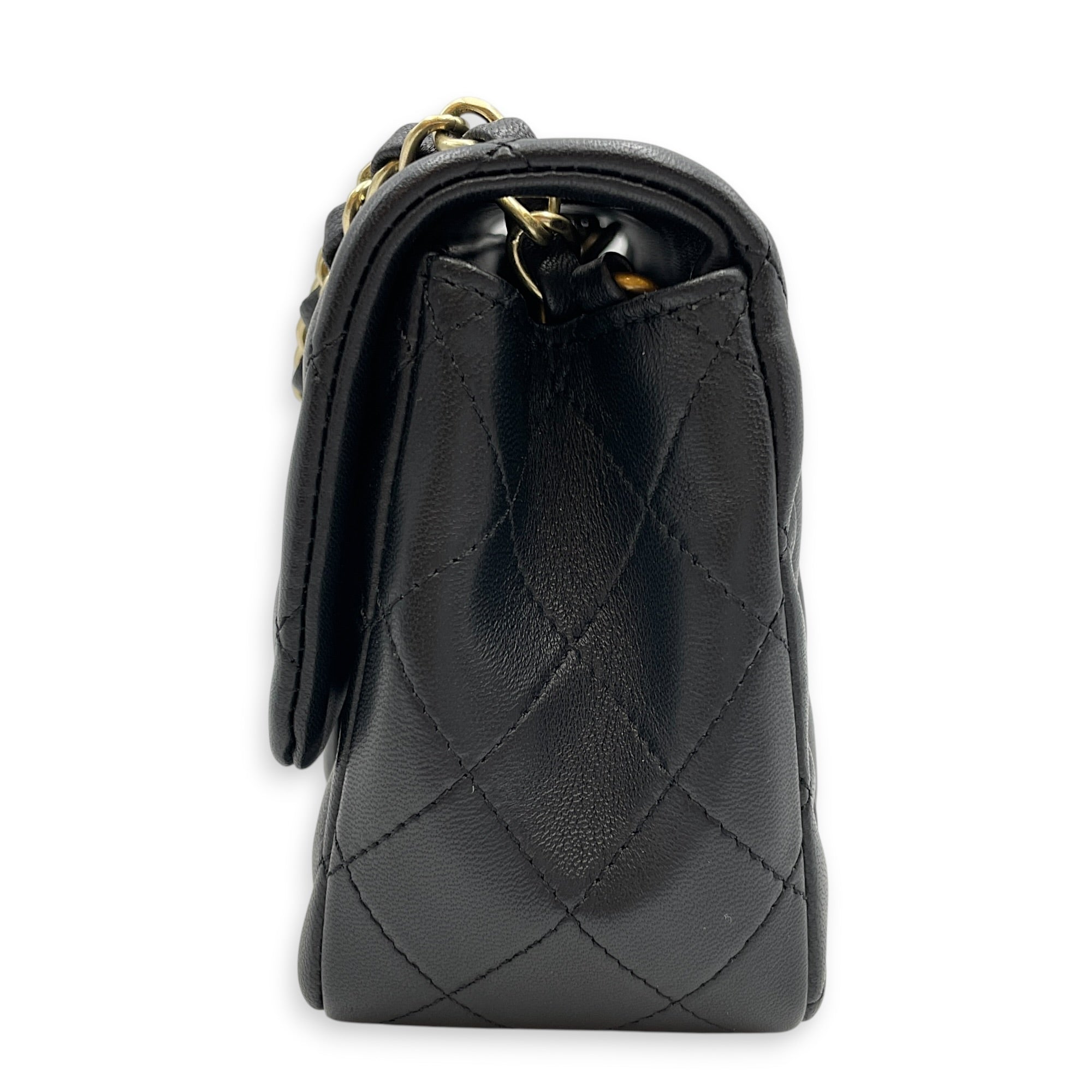Mini Square Black Crossbody Bag in Lambskin Gold hardware