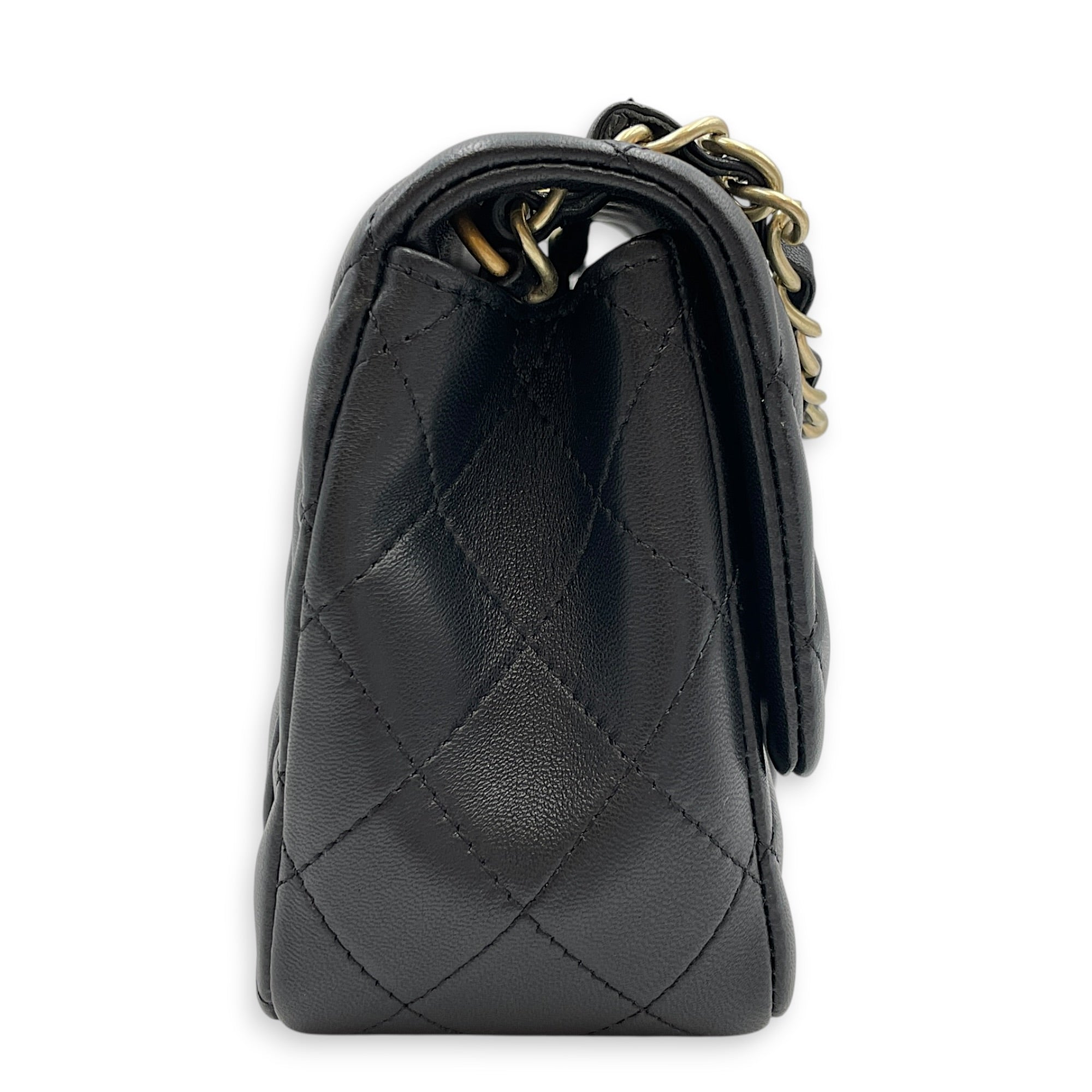 Mini Square Black Crossbody Bag in Lambskin Gold hardware
