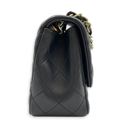 Mini Square Black Crossbody Bag in Lambskin Gold hardware