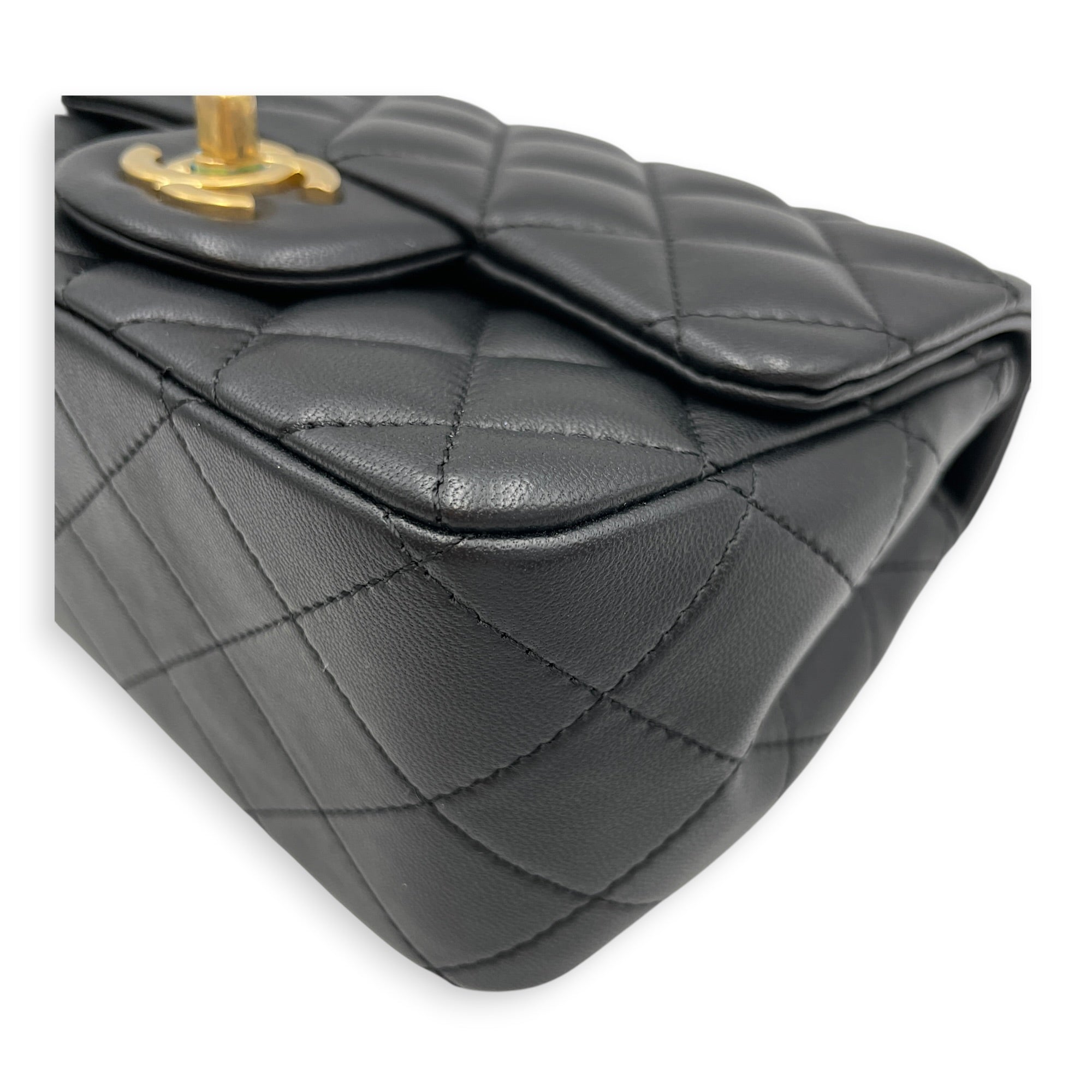 Mini Square Black Crossbody Bag in Lambskin Gold hardware