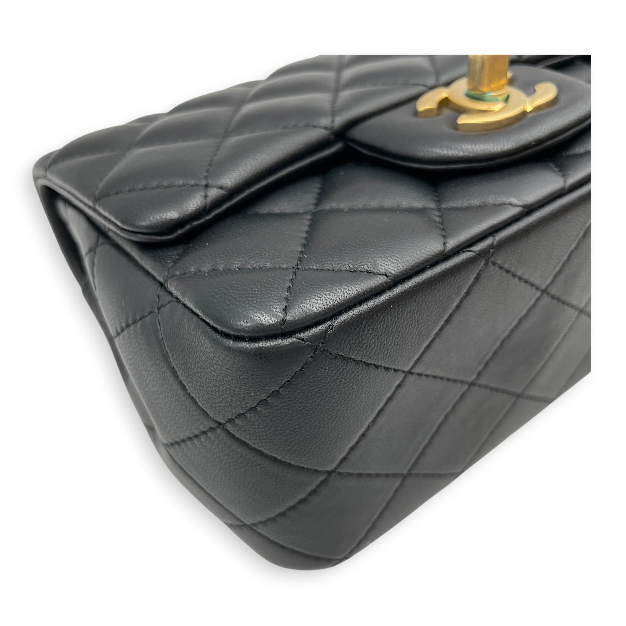 Mini Square Black Crossbody Bag in Lambskin Gold hardware