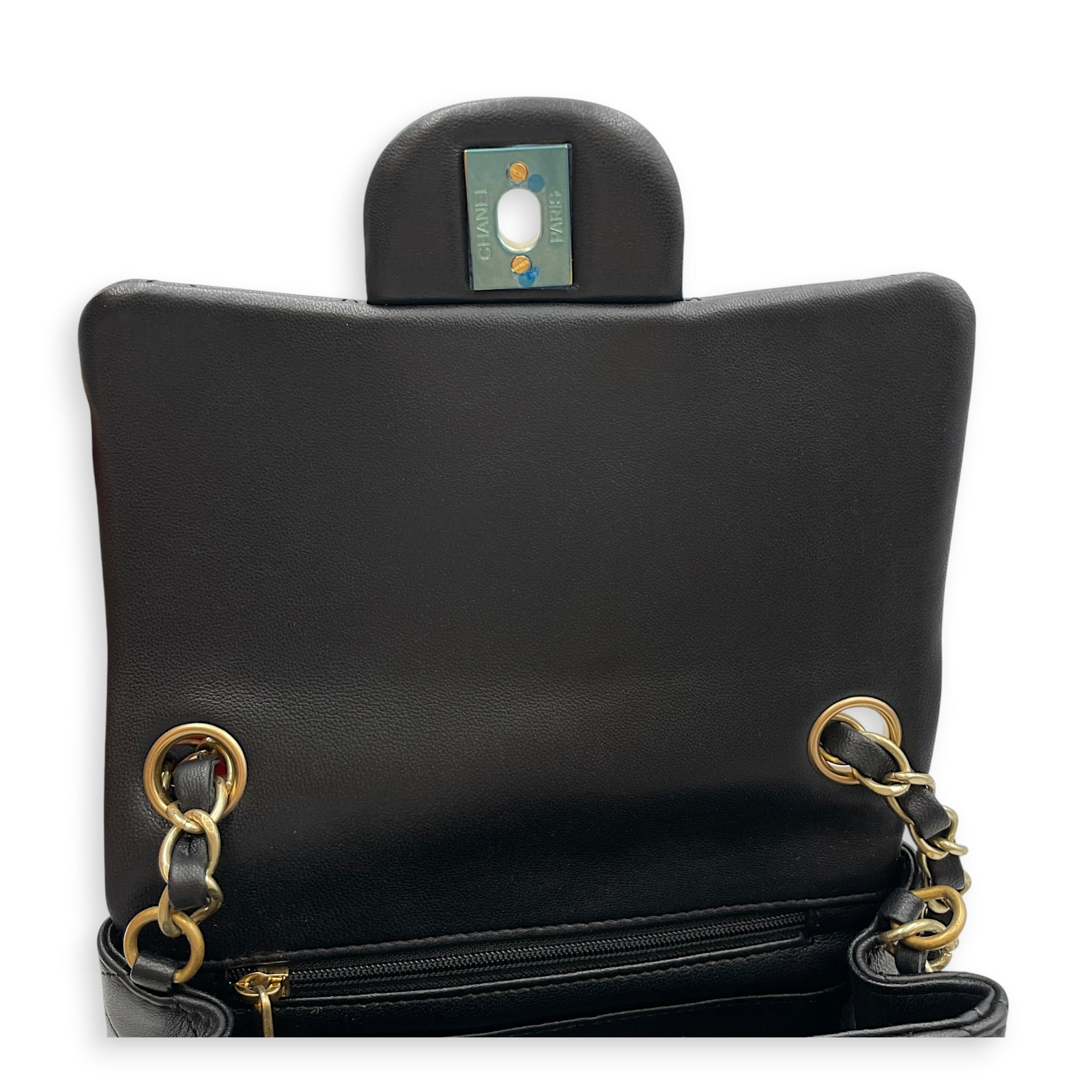 Mini Square Black Crossbody Bag in Lambskin Gold hardware