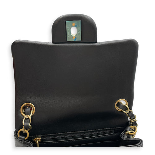 Mini Square Black Crossbody Bag in Lambskin Gold hardware