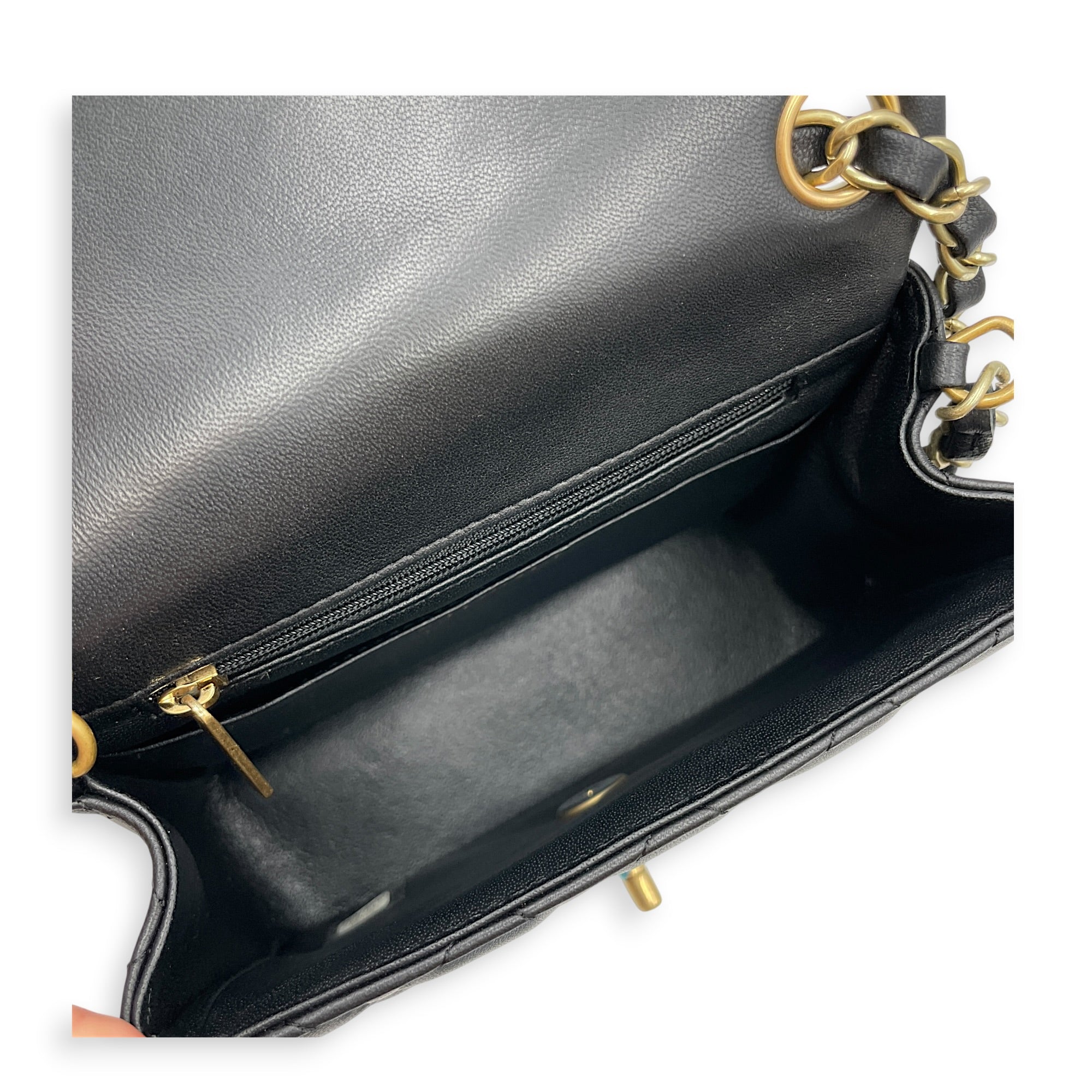 Mini Square Black Crossbody Bag in Lambskin Gold hardware
