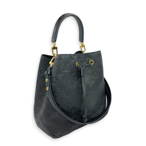 NeoNoe MM Monogram Black Bucket Bag in Empreinte Leather Gold hardware