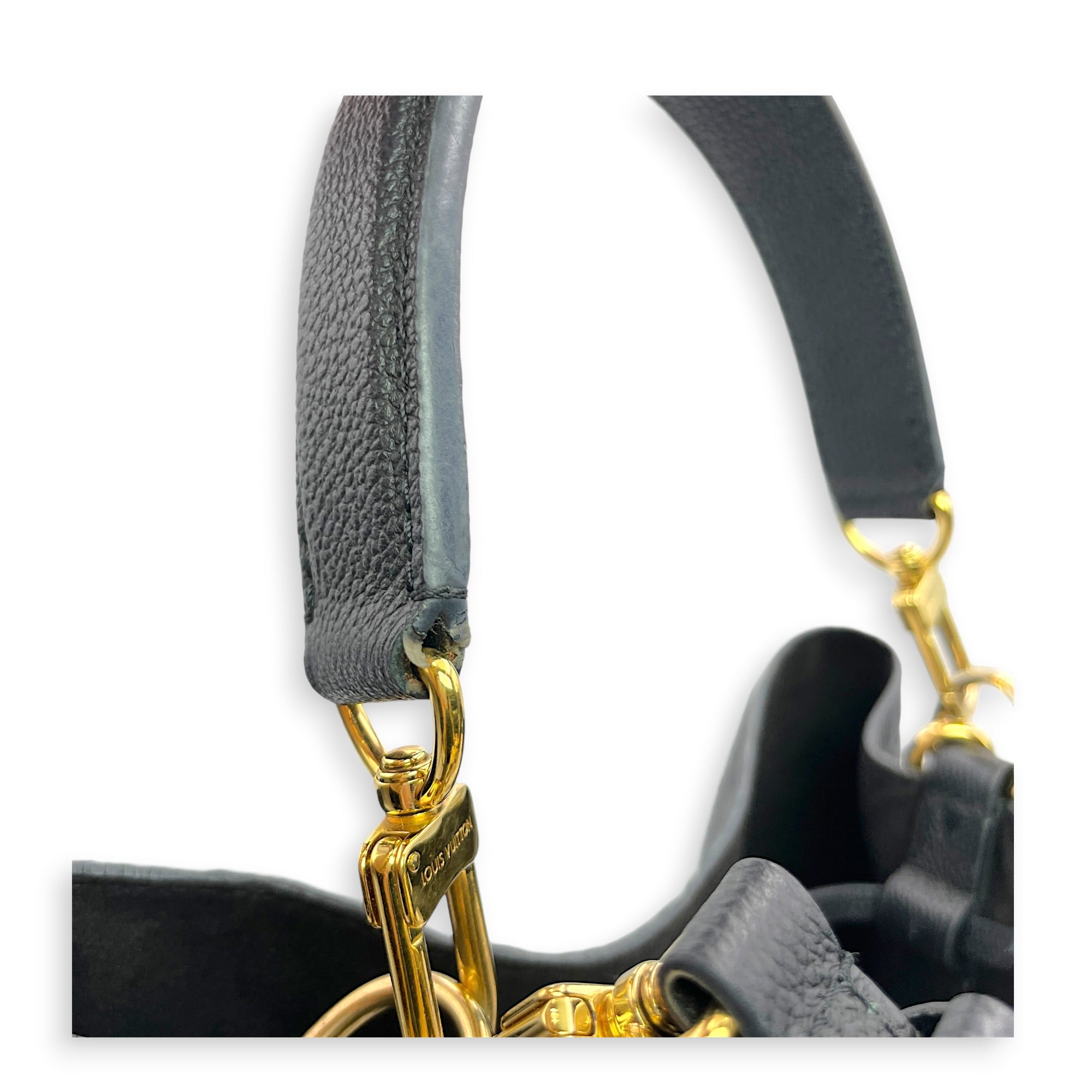 NeoNoe MM Monogram Black Bucket Bag in Empreinte Leather Gold hardware