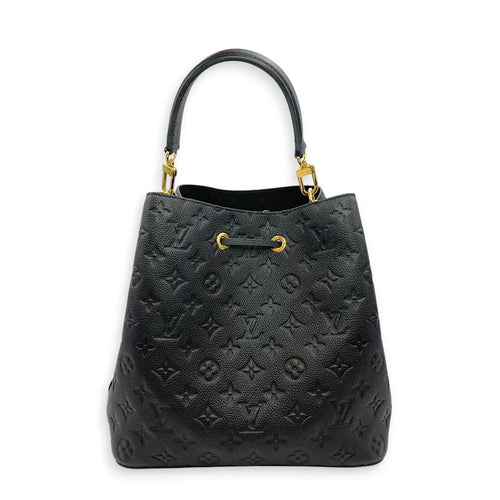 NeoNoe MM Monogram Black Bucket Bag in Empreinte Leather Gold hardware