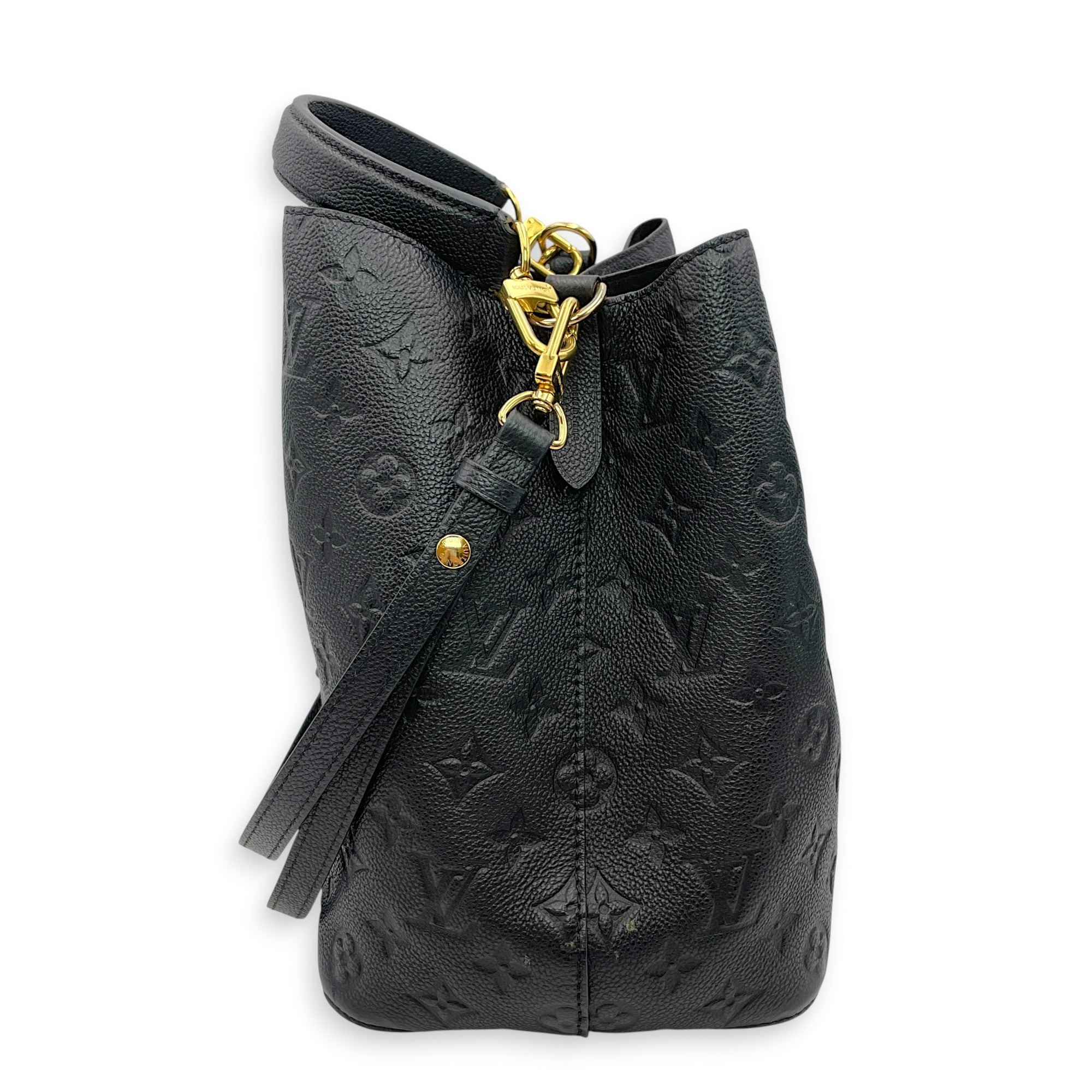 NeoNoe MM Monogram Black Bucket Bag in Empreinte Leather Gold hardware