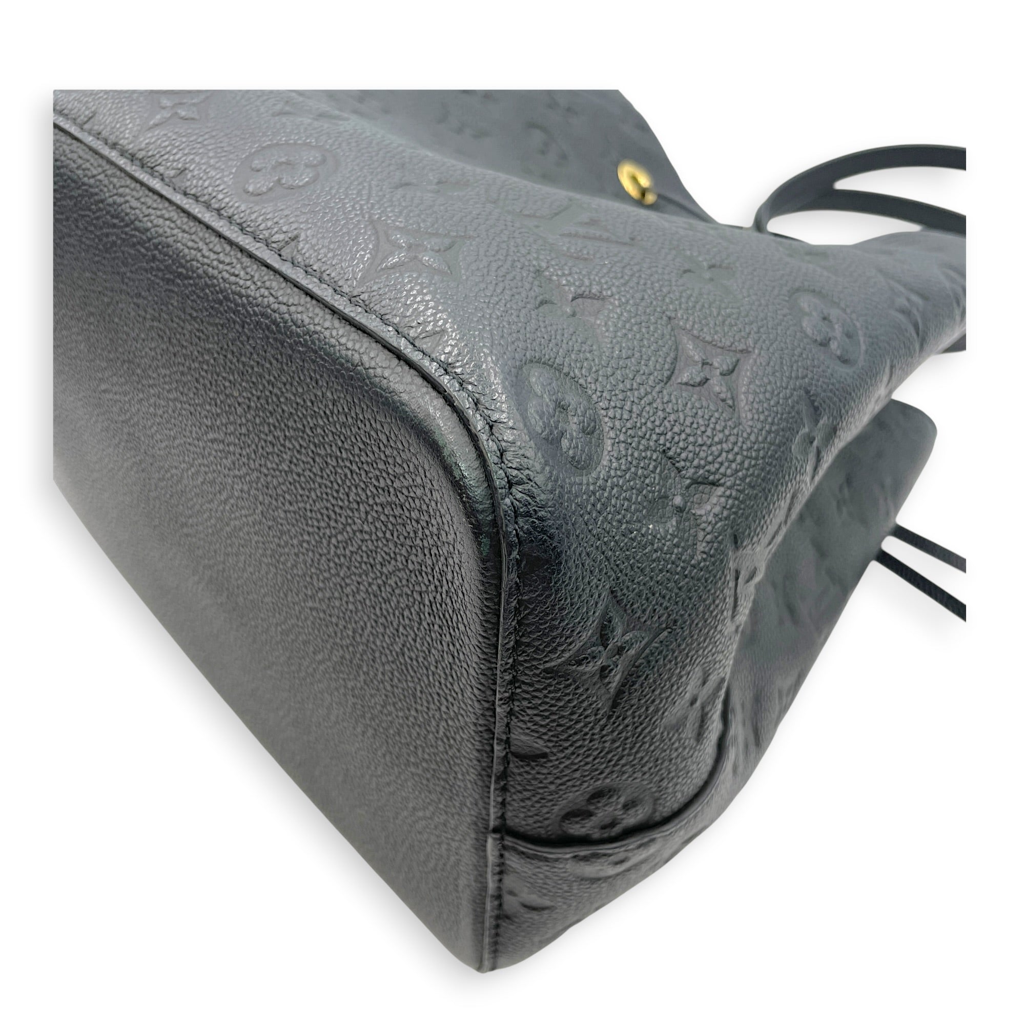 NeoNoe MM Monogram Black Bucket Bag in Empreinte Leather Gold hardware