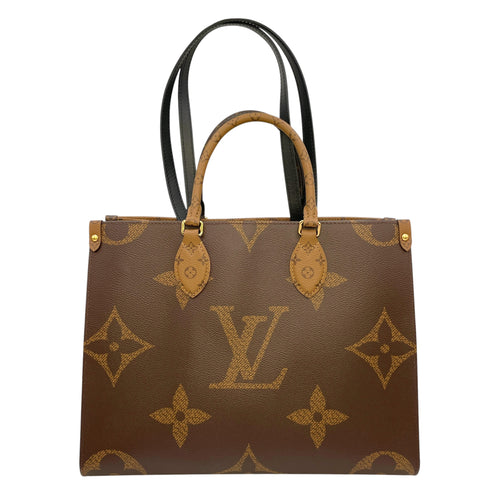 Reverse  Monogram OnTheGo MM Brown Tote Bag in Canvas