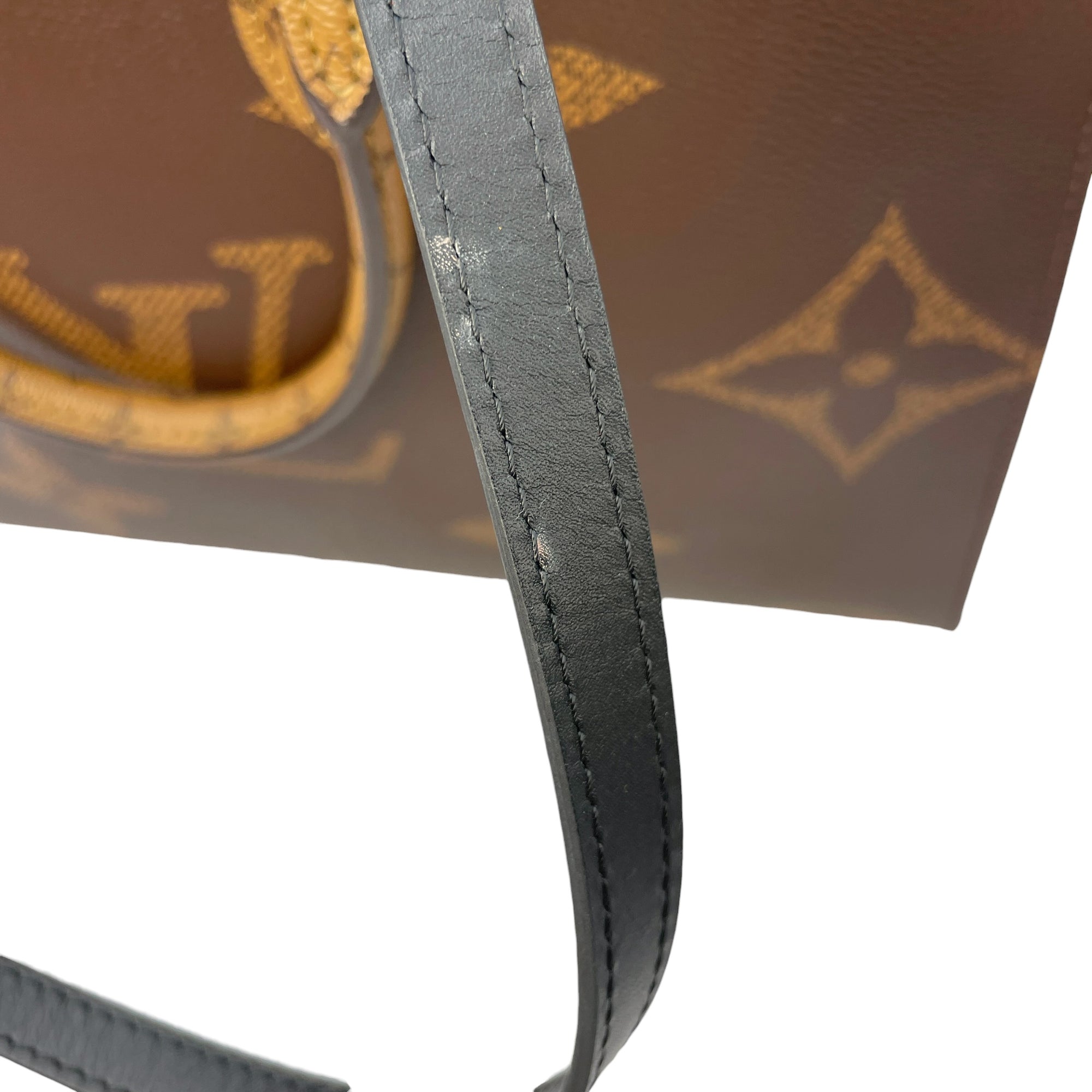 Reverse  Monogram OnTheGo MM Brown Tote Bag in Canvas