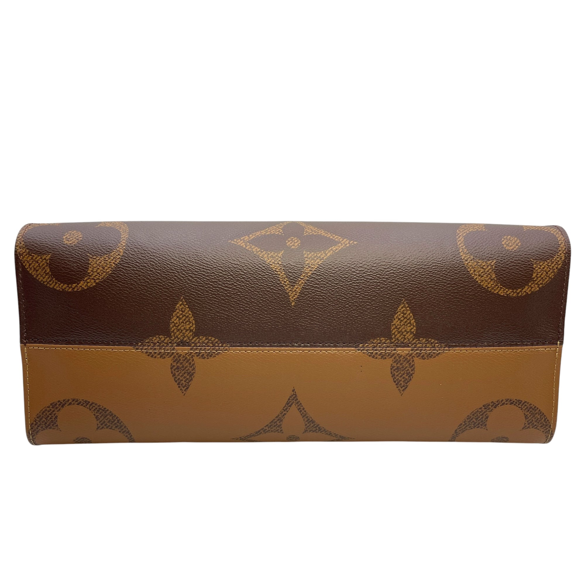 Reverse  Monogram OnTheGo MM Brown Tote Bag in Canvas