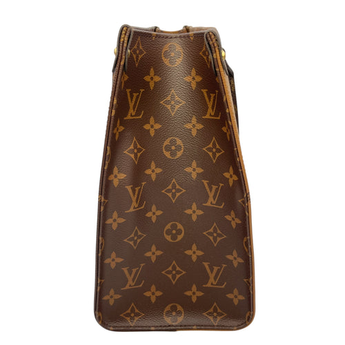 Reverse  Monogram OnTheGo MM Brown Tote Bag in Canvas