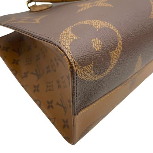 Reverse  Monogram OnTheGo MM Brown Tote Bag in Canvas