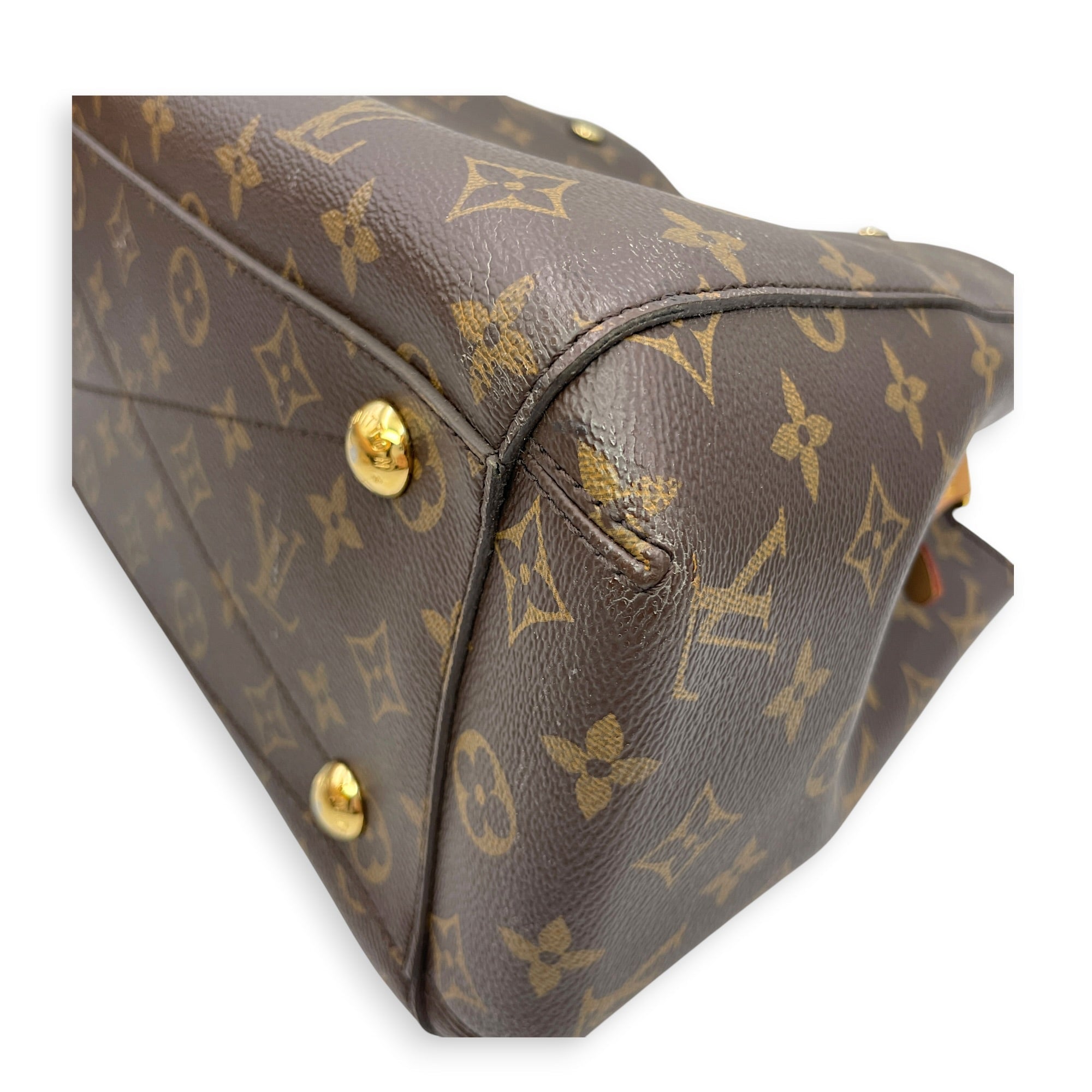 Montaigne MM Brown Top Handle Bag in Canvas Gold hardware CL2606-21928 10