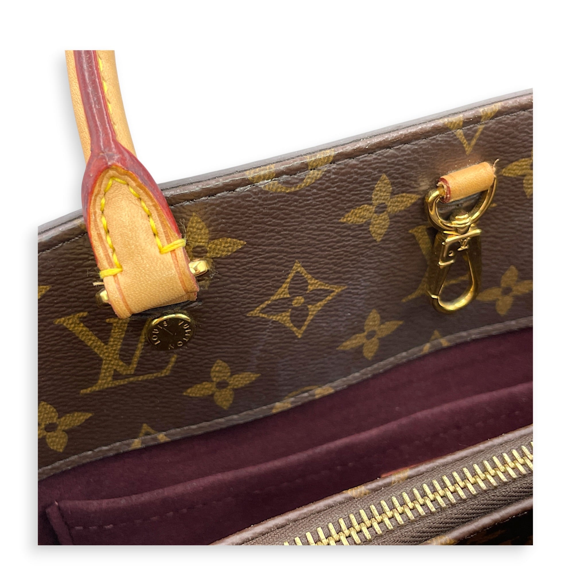 Montaigne MM Brown Top Handle Bag in Canvas Gold hardware CL2606-21928 11