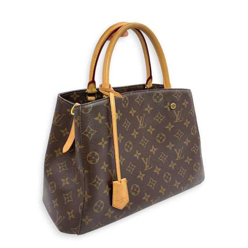 Montaigne MM Brown Top Handle Bag in Canvas Gold hardware CL2606-21928 14