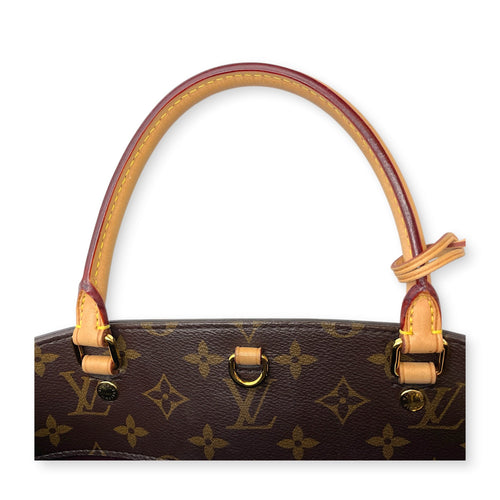 Montaigne MM Brown Top Handle Bag in Canvas Gold hardware CL2606-21928 15