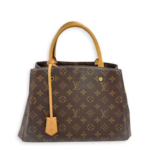 Montaigne MM Brown Top Handle Bag in Canvas Gold hardware CL2606-21928 1