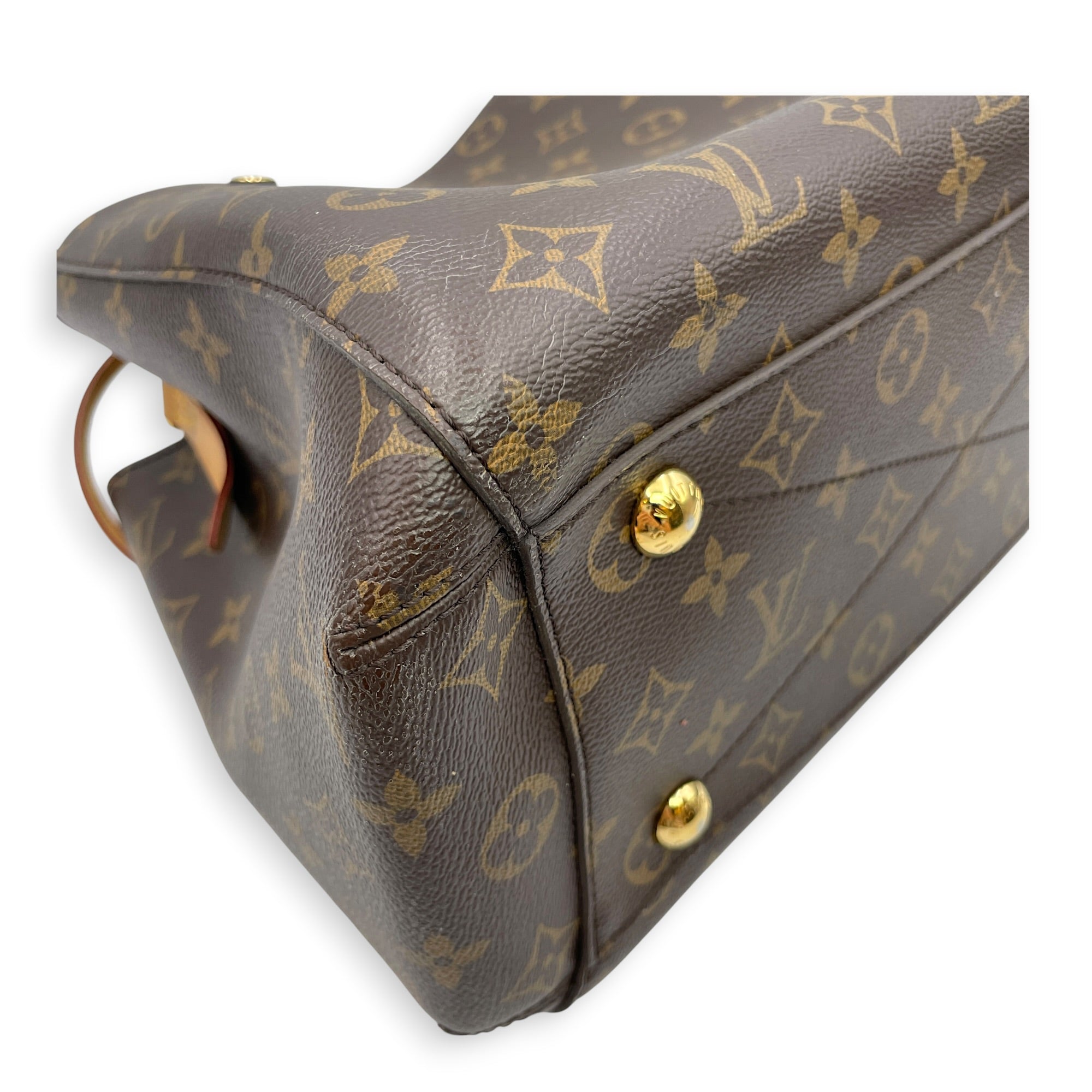Montaigne MM Brown Top Handle Bag in Canvas Gold hardware CL2606-21928 5