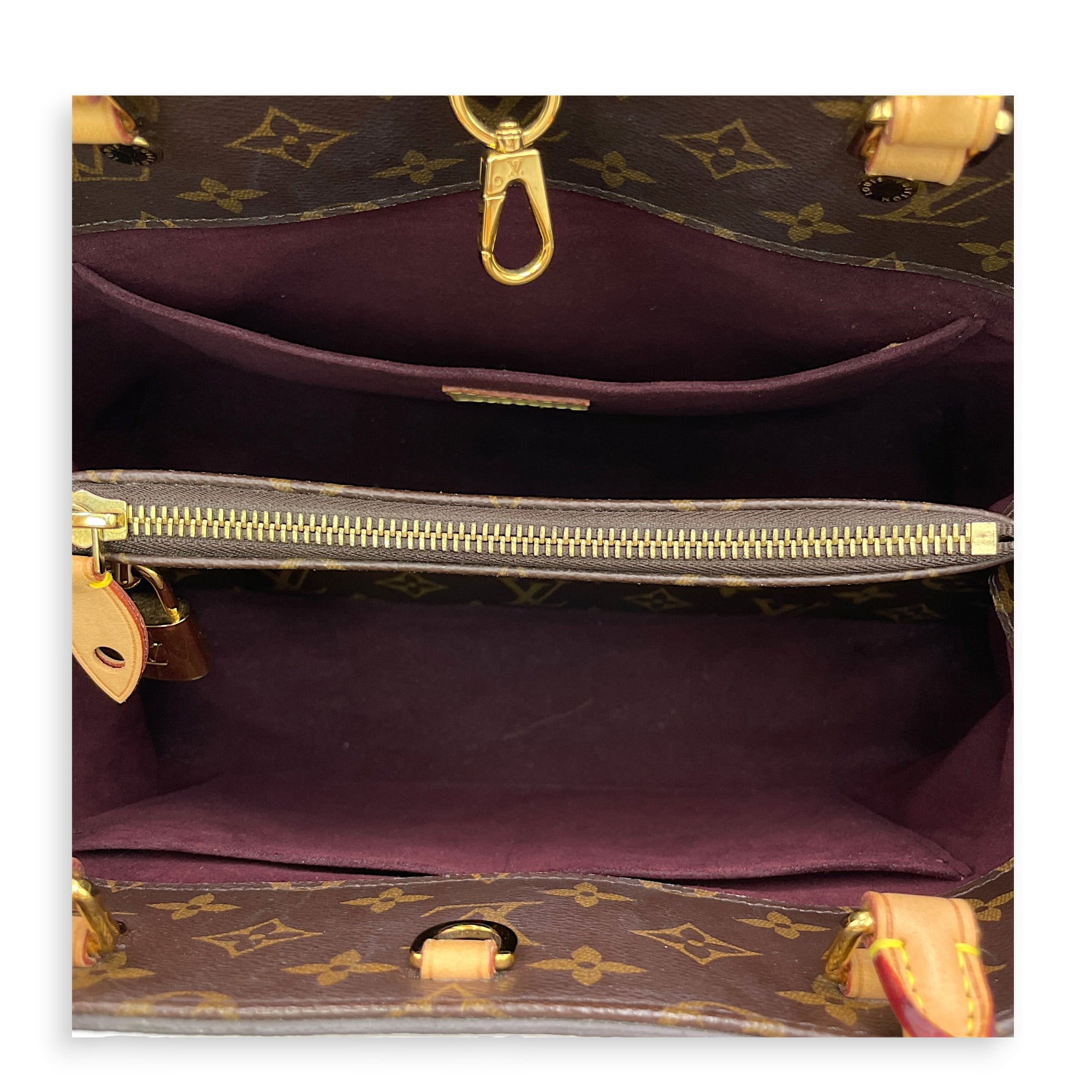Montaigne MM Brown Top Handle Bag in Canvas Gold hardware CL2606-21928 6