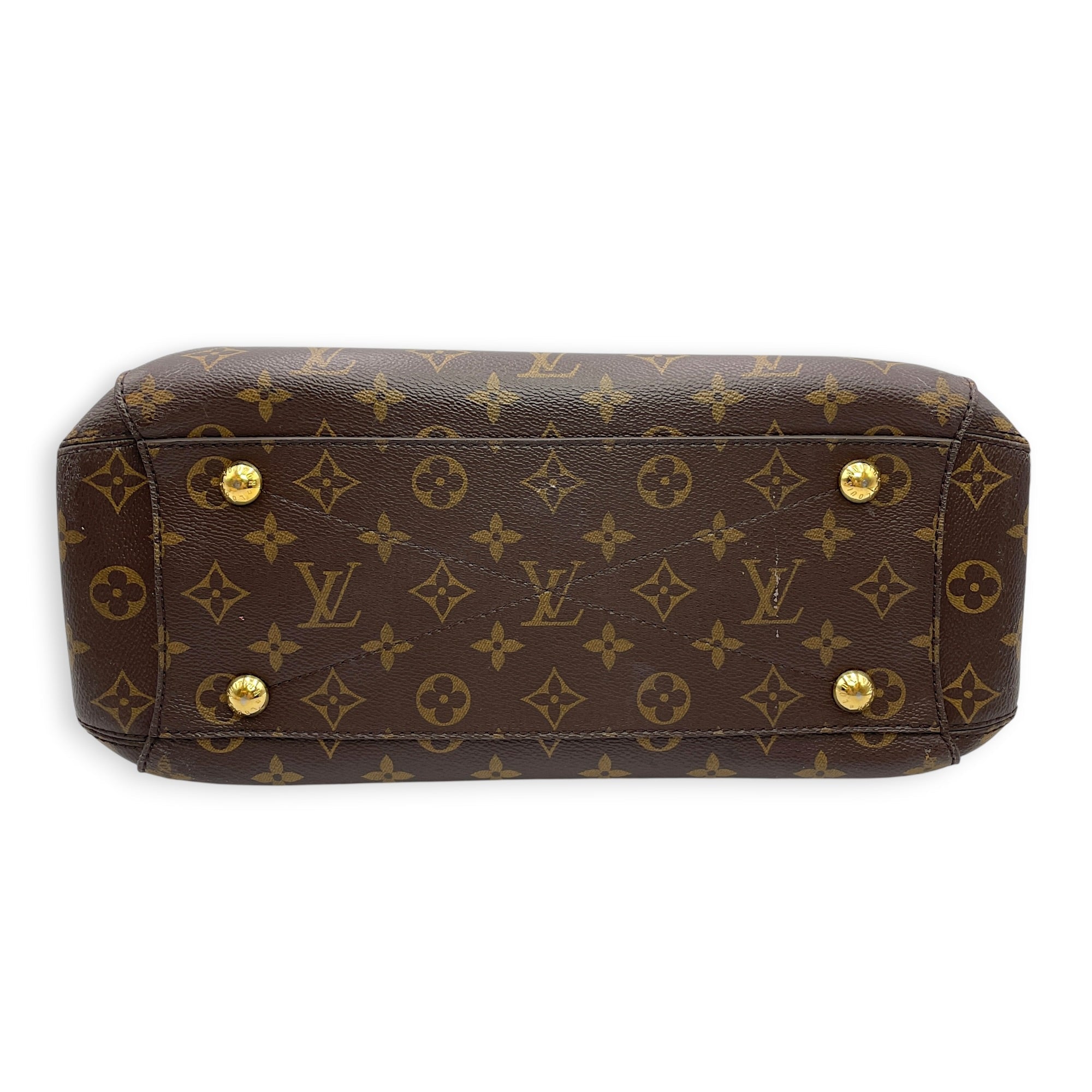 Montaigne MM Brown Top Handle Bag in Canvas Gold hardware CL2606-21928 7