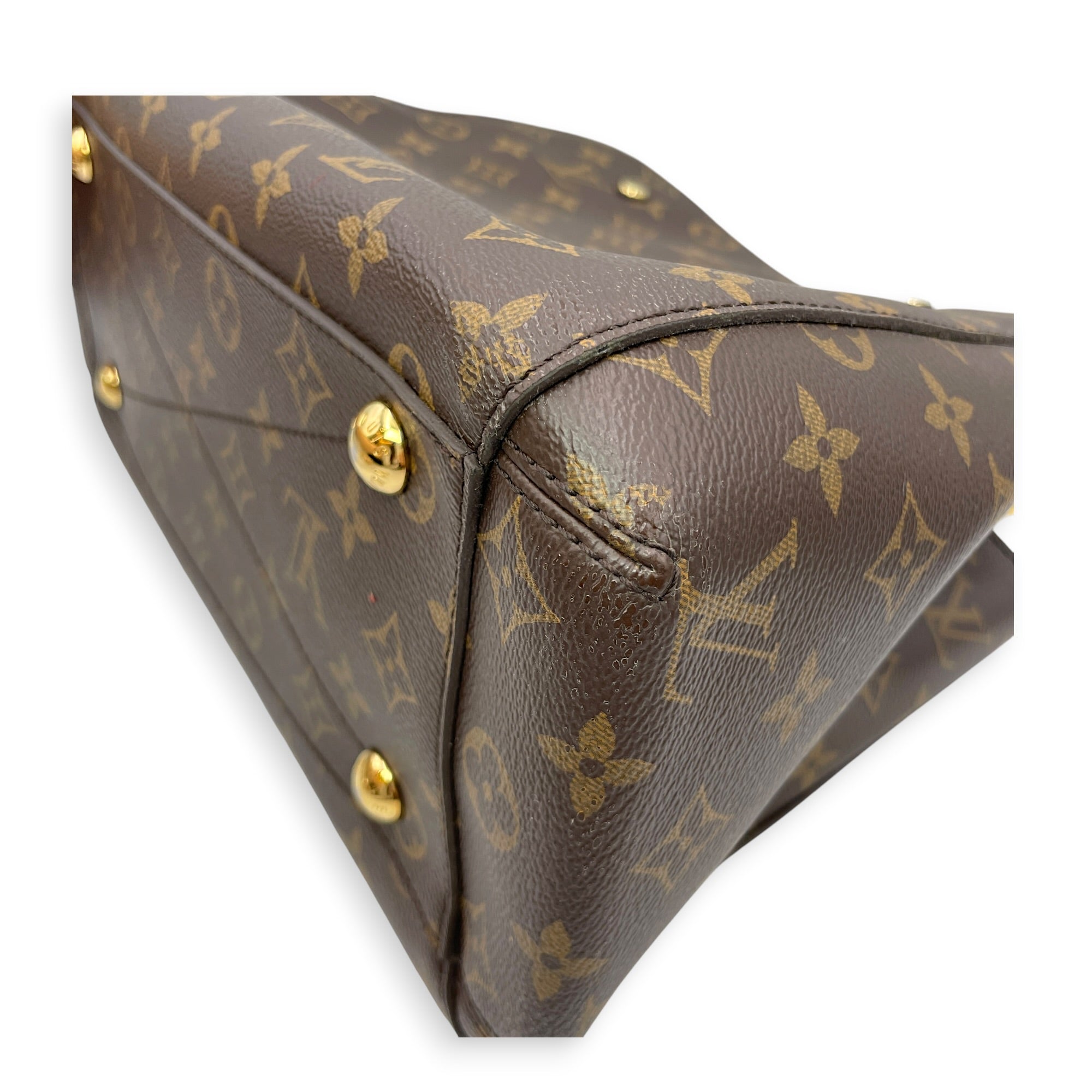 Montaigne MM Brown Top Handle Bag in Canvas Gold hardware CL2606-21928 8
