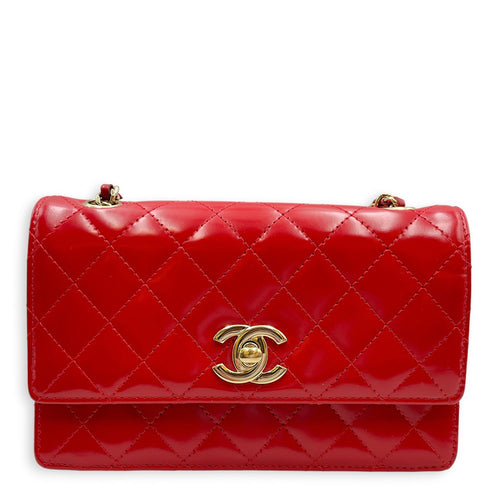 Flap Mini Red Crossbody Bag in Patent Leather Gold hardware CL2606-21931 1