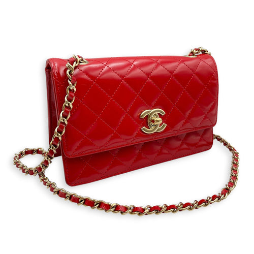 Flap Mini Red Crossbody Bag in Patent Leather Gold hardware CL2606-21931 10