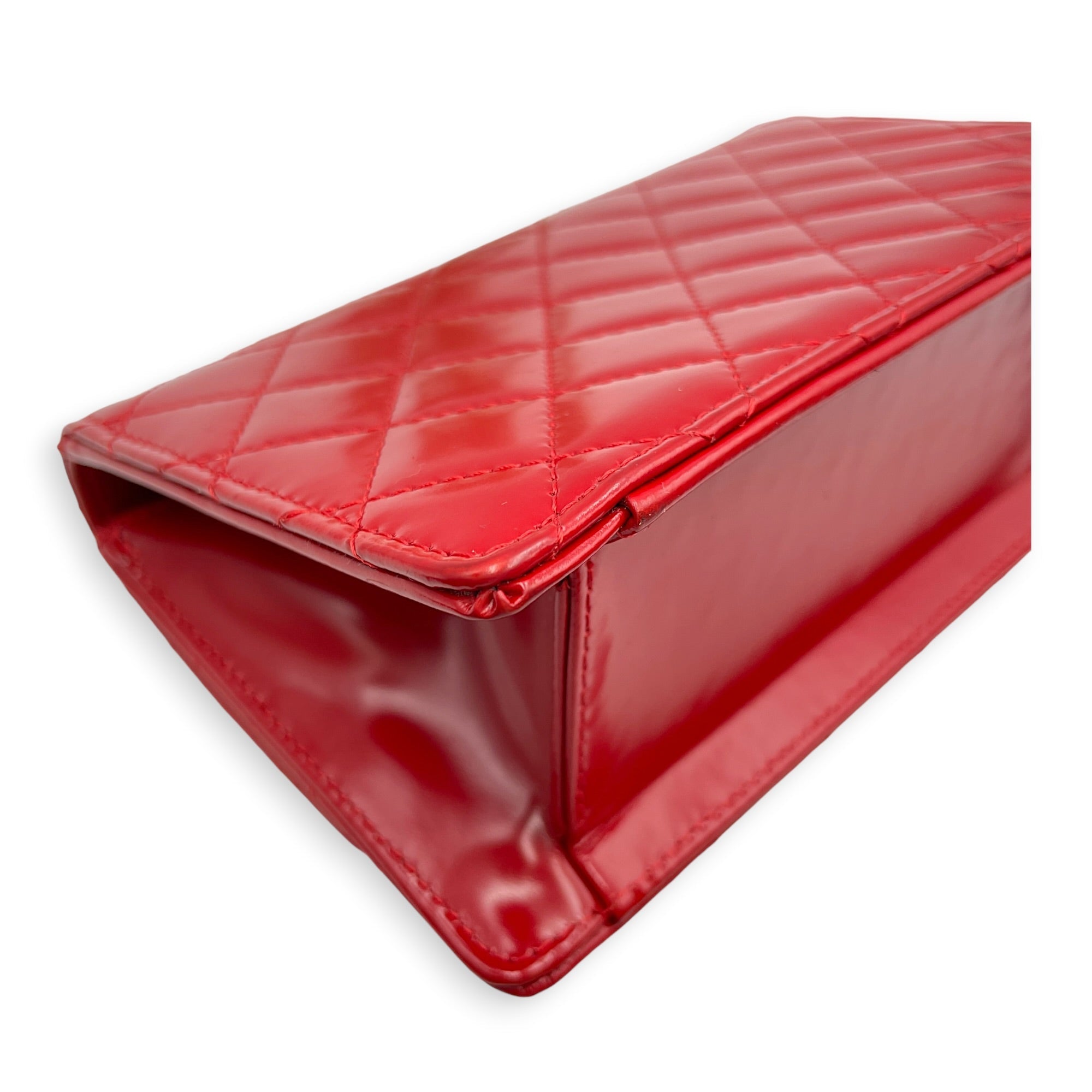 Flap Mini Red Crossbody Bag in Patent Leather Gold hardware CL2606-21931 12