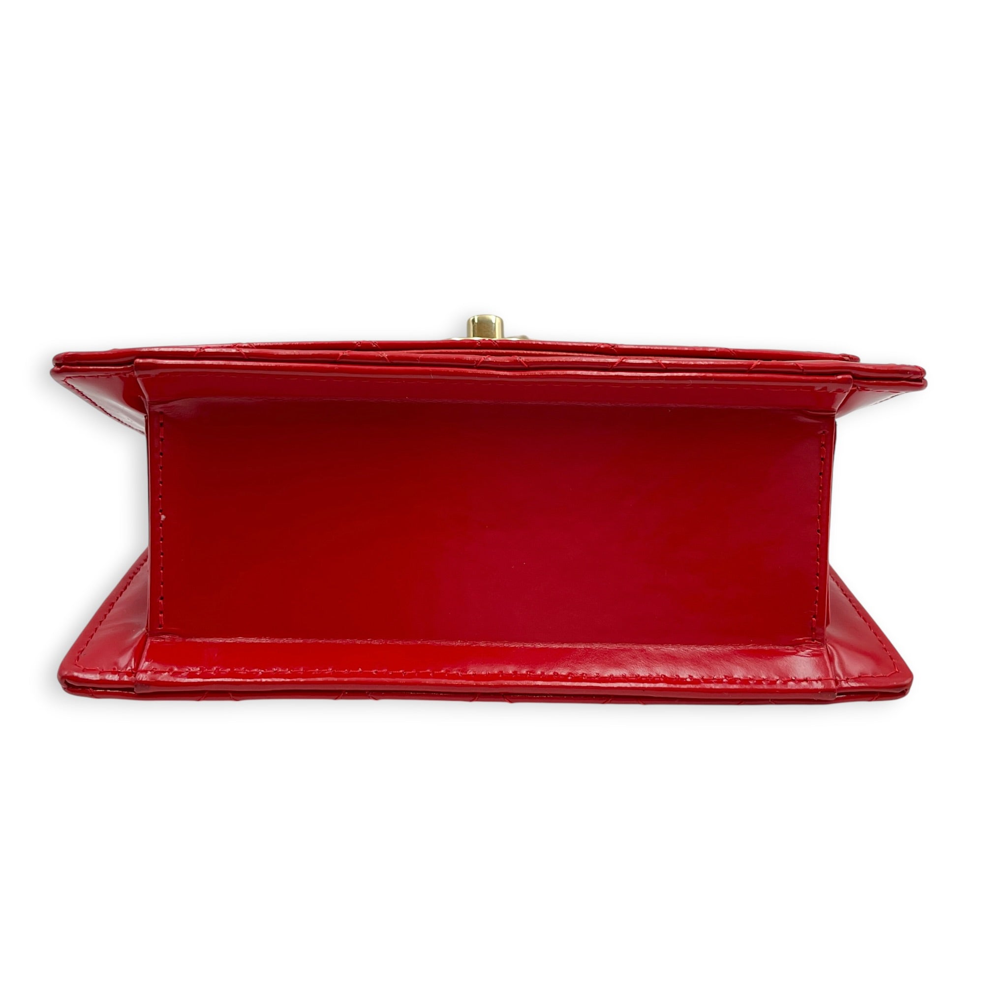 Flap Mini Red Crossbody Bag in Patent Leather Gold hardware CL2606-21931 3