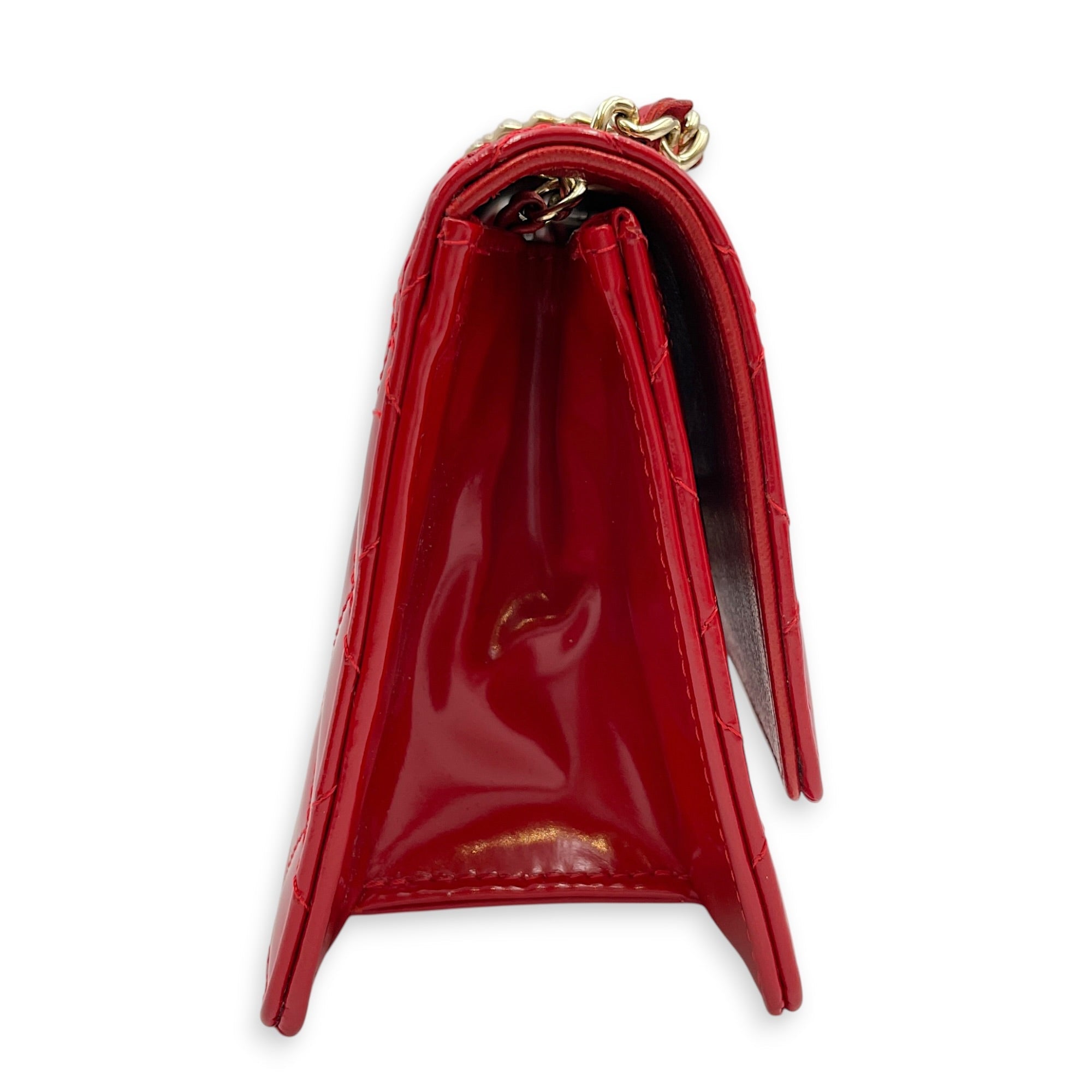 Flap Mini Red Crossbody Bag in Patent Leather Gold hardware CL2606-21931 5
