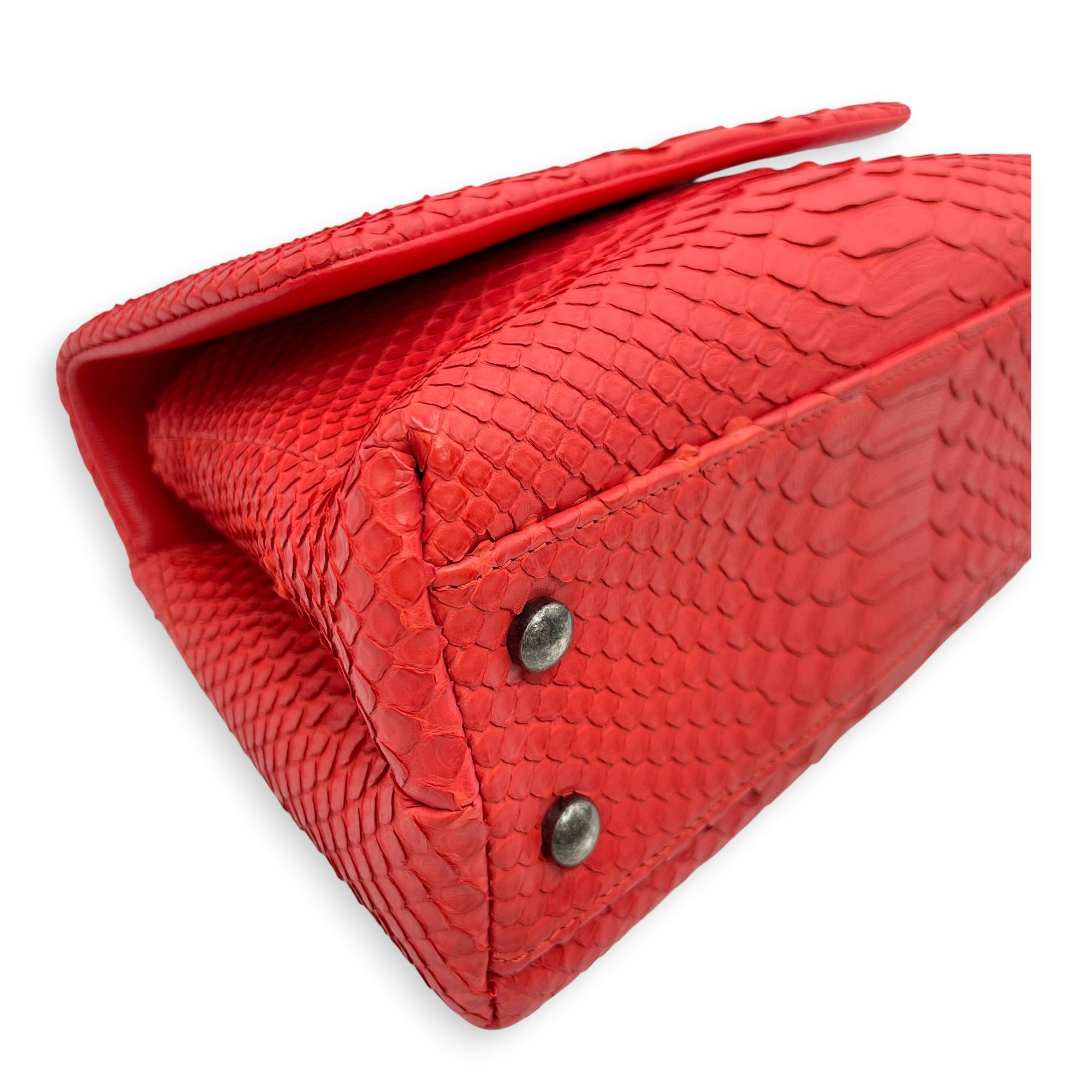 Coco Red Top Handle Bag in Python Leather Silver hardware CL2606-21932 10